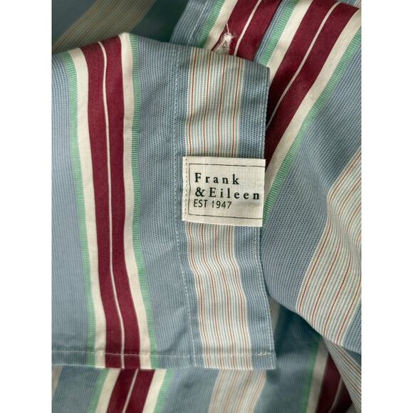NEW Frank & Eileen SILVIO Untuckable Button-Up Blue Multi Stripe Shirt Womens XS - Picture 9 of 9